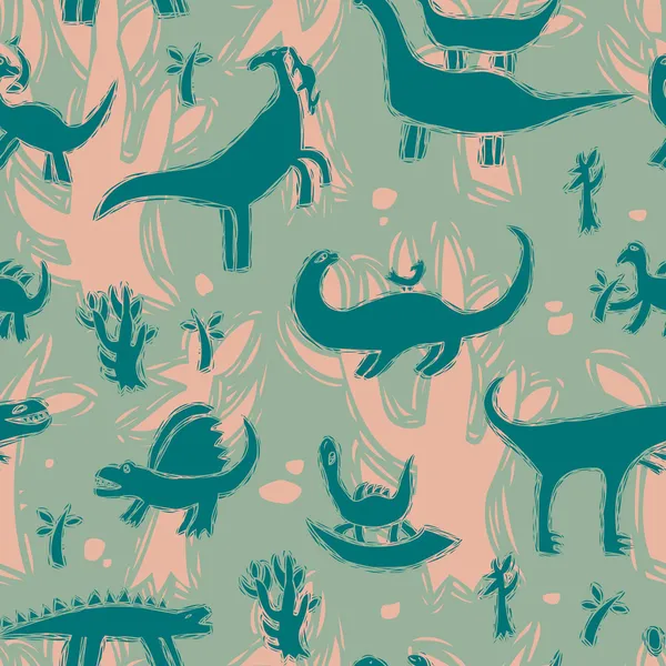 Dinosaures motif sans couture — Image vectorielle