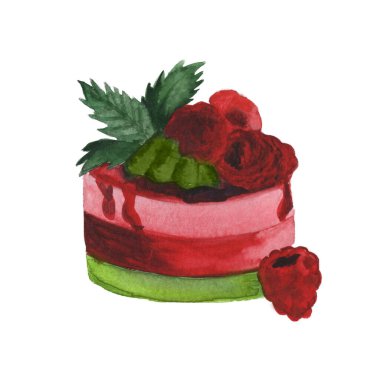 Watercolour cake with raspberry