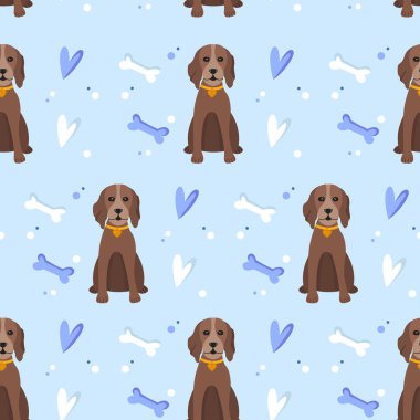Köpek desenli sevimli hayvanlar. Düz biçimli vektör illüstrasyonu