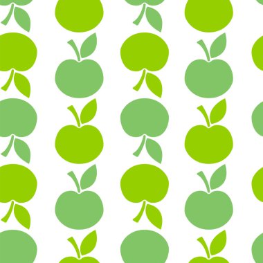 Elma meyvesinin dikişsiz deseni. Arkaplan, tekstil, ambalaj kağıdı, duvar kağıdı için yiyecek şablonu.