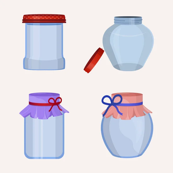 Jars set. Glass jar for jams — ストックベクタ