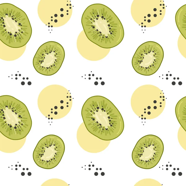 Kiwi Fruit Plants Seamless Pattern Kiwi Cartoon Style Repeated Backdrop — Stock Vector