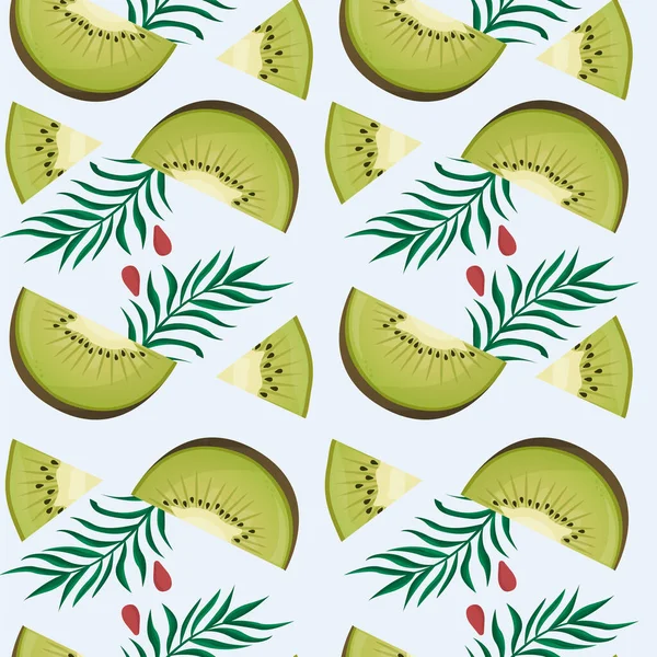 Kiwi Fruit Seamless Pattern Kiwi Cartoon Style Repeated Backdrop Whole — Stock Vector