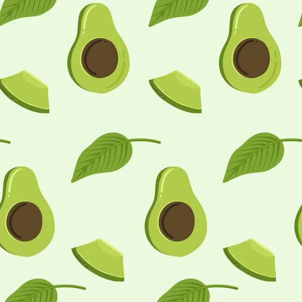 Grüne Süße Avocado Nahtlos Muster Mit Blatt Avocado Übungsvektorillustration Für — Stockvektor