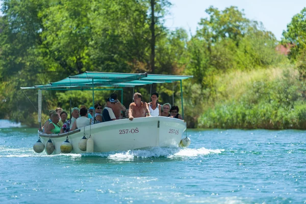 In boat going on the tour, Omis, Croatia — Stock Photo, Image