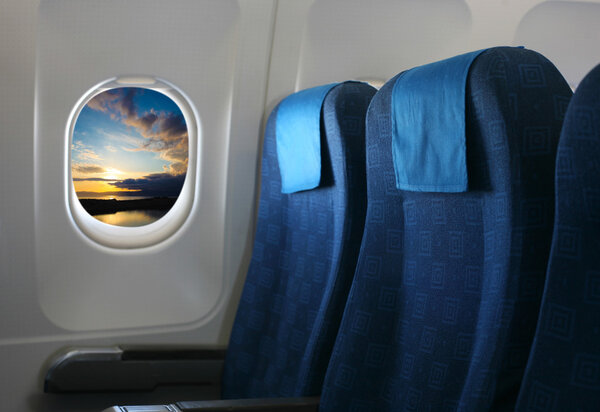 airplane seat and window