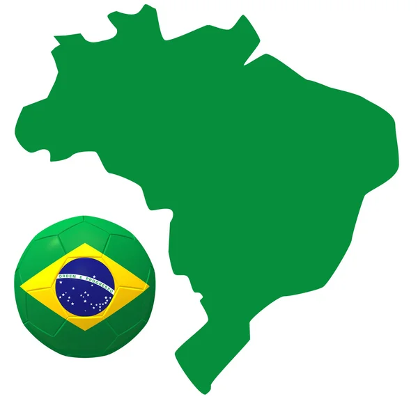 Football and map of Brazil — Stock Photo, Image