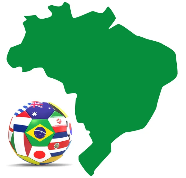 Football and map of Brazil — Stock Photo, Image