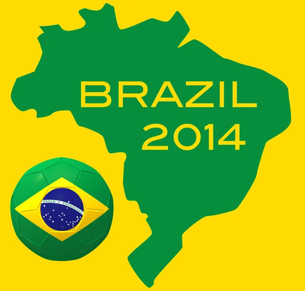 Fotboll och karta över Brasilien — Stockfoto
