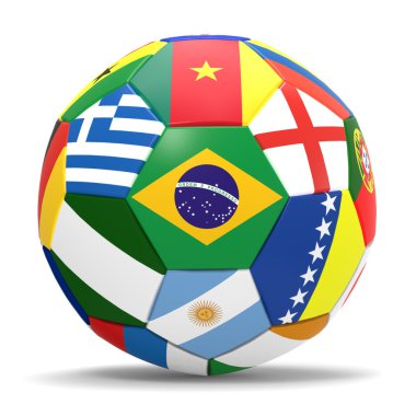 Futbol bayrakları ile 3D render