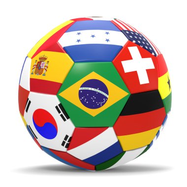 Futbol bayrakları ile 3D render