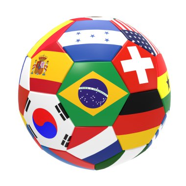 Futbol bayrakları ile 3D render