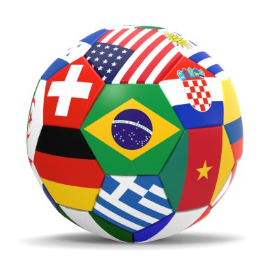 Futbol bayrakları ile 3D render
