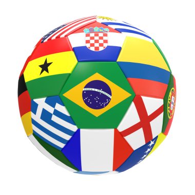 Futbol bayrakları ile 3D render
