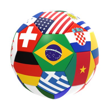 Futbol bayrakları ile 3D render