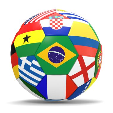 Futbol bayrakları ile 3D render