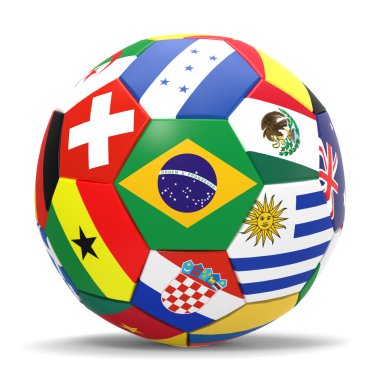 Futbol bayrakları ile 3D render