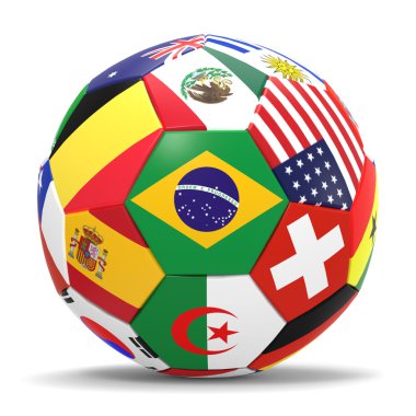 Futbol bayrakları ile 3D render