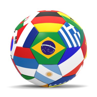 Futbol bayrakları ile 3D render