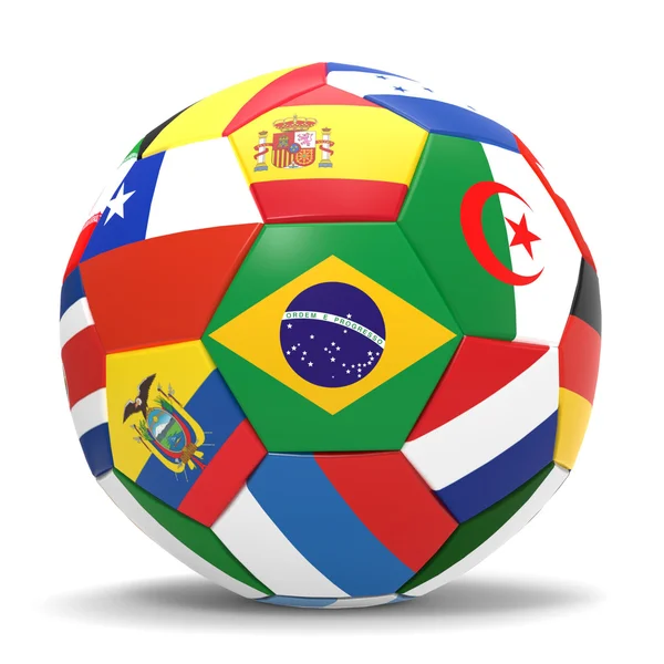 3D-Darstellung von Fußball mit Fahnen — Stockfoto