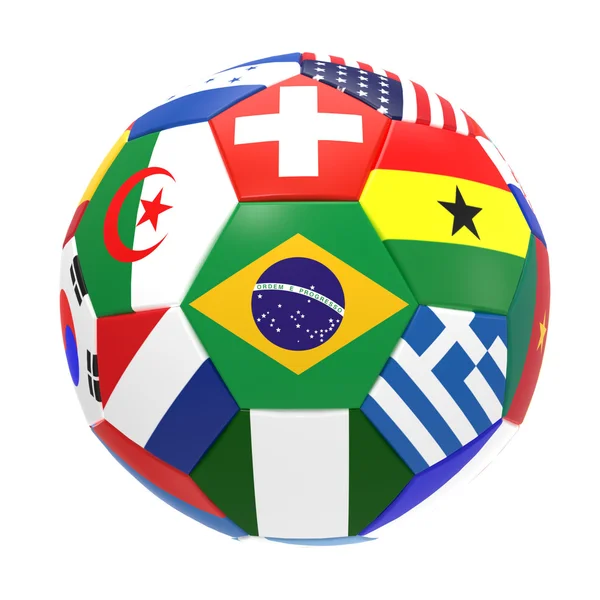 Representación 3D de fútbol con banderas — Foto de Stock