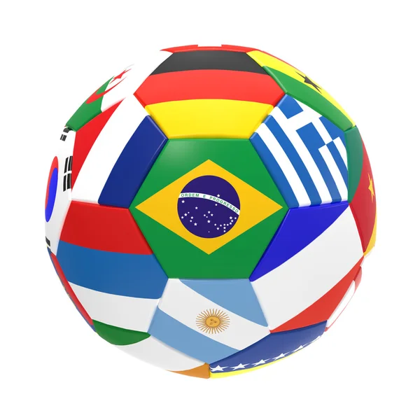 3D render of football with flags — Stock Photo, Image