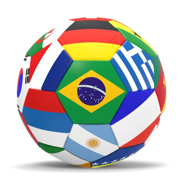 3D render of football with flags — Stock Photo, Image