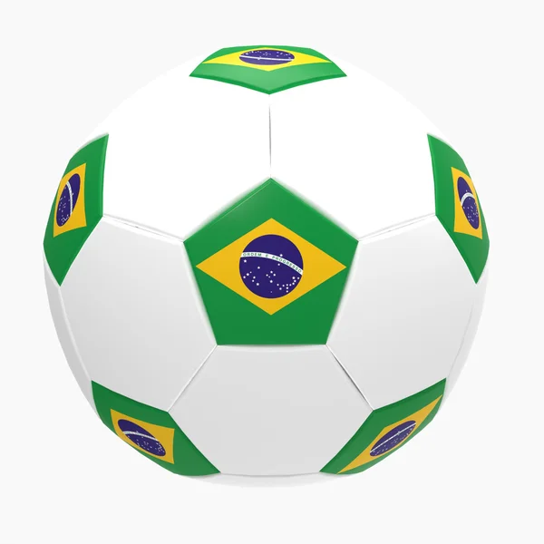 3D render fotboll fotboll med brasiliansk flagga — Stockfoto
