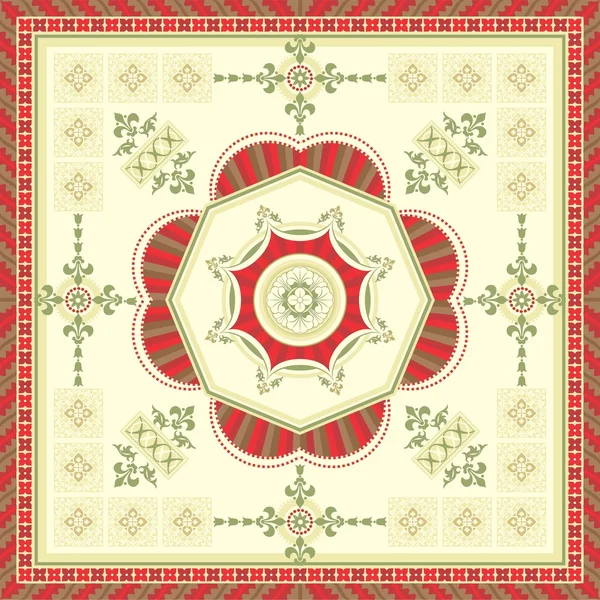 Ornamental square carpet — Stock Vector