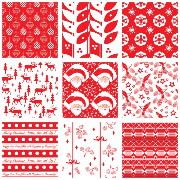 Collection of seamless Christmas swatches — Stock Vector