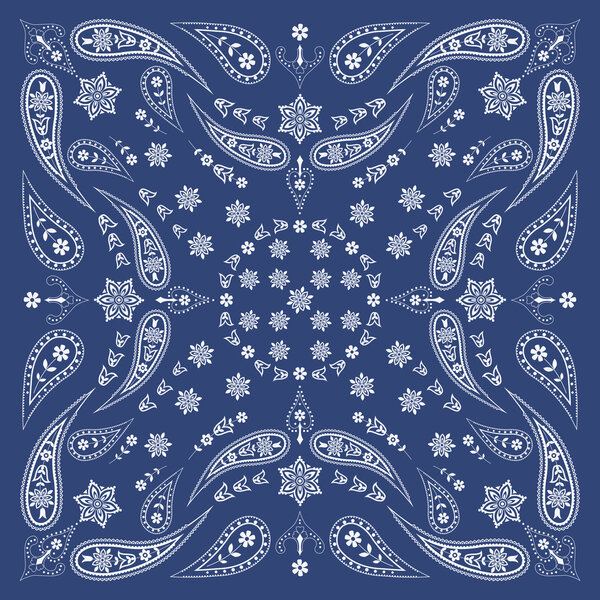 Bandana Scarf with Paisley and Floral Pattern