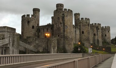 conwy castle Shot bir akşam Köprüsü