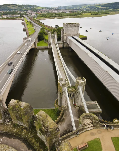 A Trio of Bridges to Conwy Castle — Stock Photo, Image