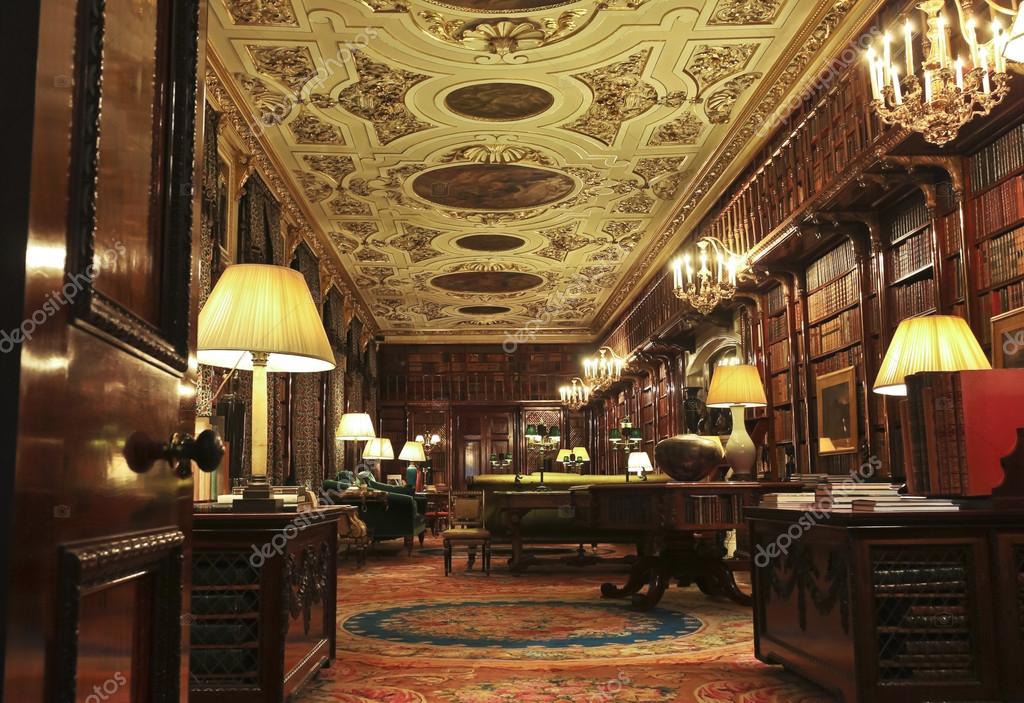 A View Of The Chatsworth House Library England Stock