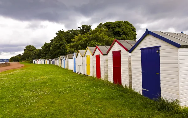 A Line of Bathing Boxes, Devon, England — Stock Photo, Image