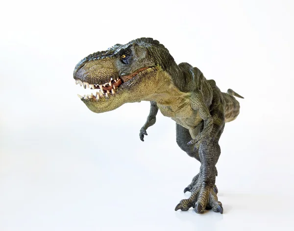 Tyranozaur poluje na białym tle — Zdjęcie stockowe