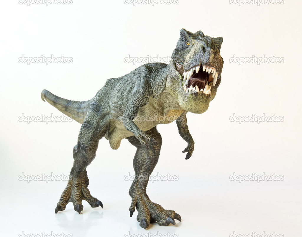 A Tyrannosaurus Hunts on a White Background