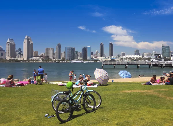 San Diego Körfezi ve Sdg ve E Park şehir merkezi görünümü