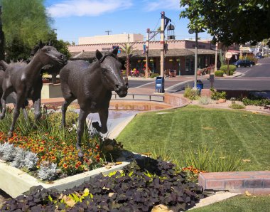 A Horse Sculpture and Old Town Boutiques, Scottsdale, Arizona clipart