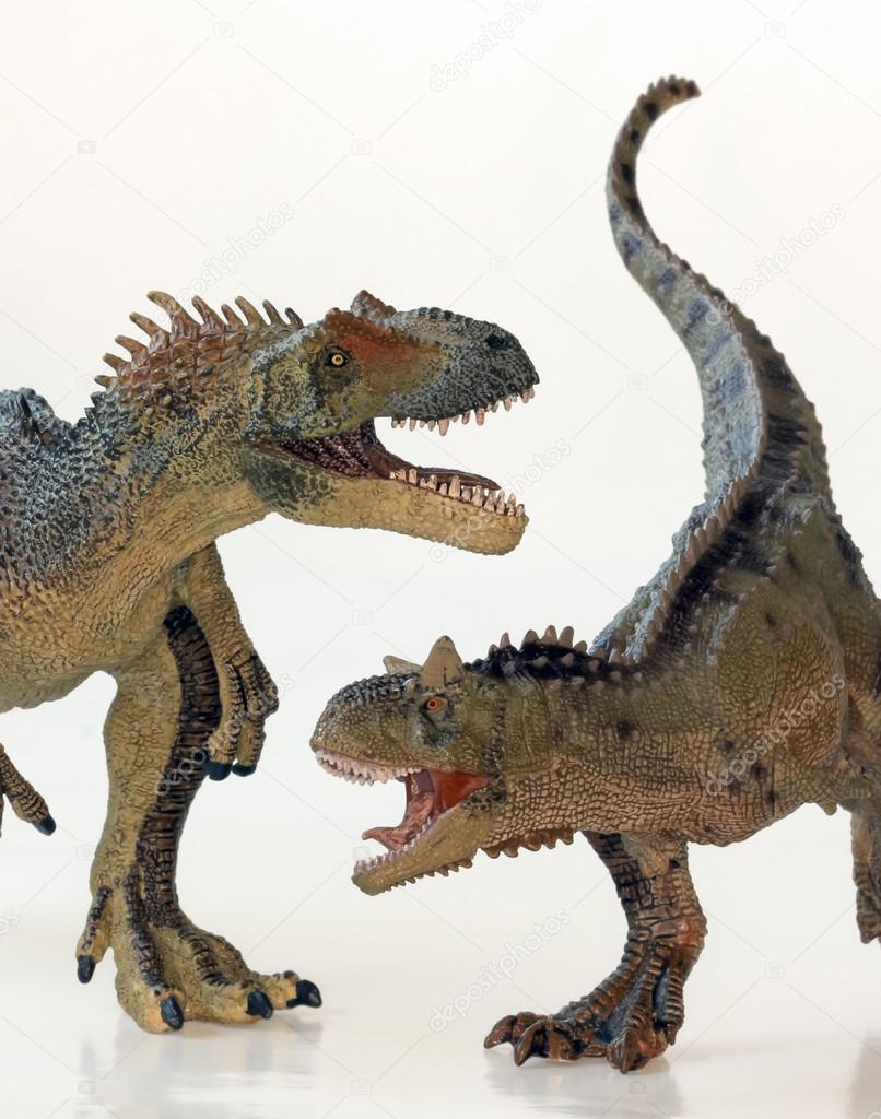 A Battle Between a Carnotaurus and an Allosaurus