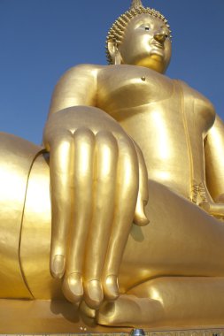 Tayland tapınağındaki büyük altın Buda heykeli