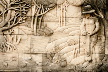 Tayland tarzında duvarda yerel kalıp sanatı