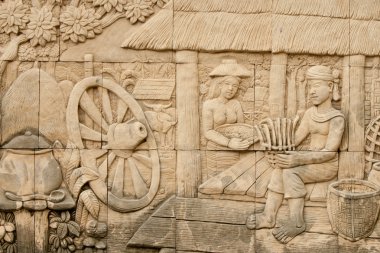 Tayland tarzında duvarda yerel kalıp sanatı