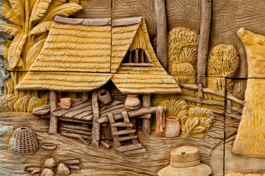 Tayland tarzında duvarda yerel kalıp sanatı