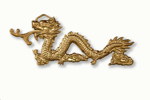 Dragões dourados em estilo chinês no fundo branco Fotografia De Stock