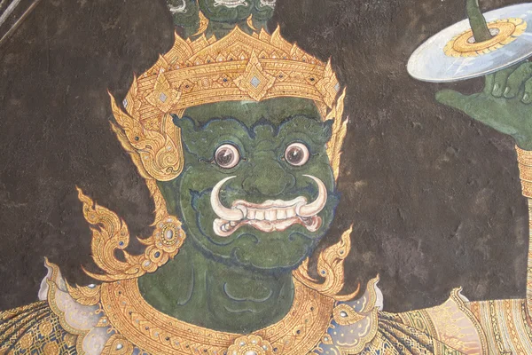 Art thai painting on wall in temple. — Stock Photo, Image