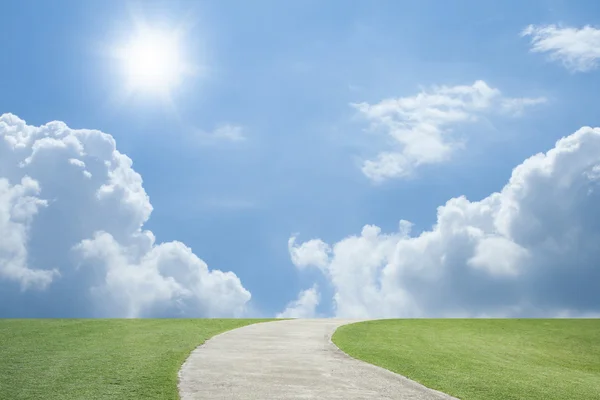 Campo verde e cielo blu — Foto Stock