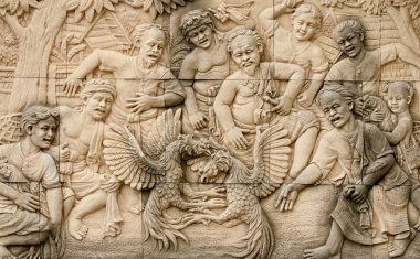 Tayland tarzında duvarda yerel kalıp sanatı