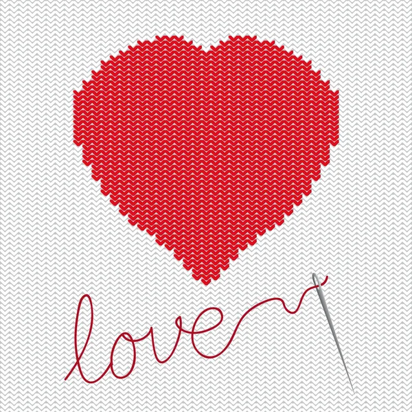 Knitted vector with heart — Stock vektor