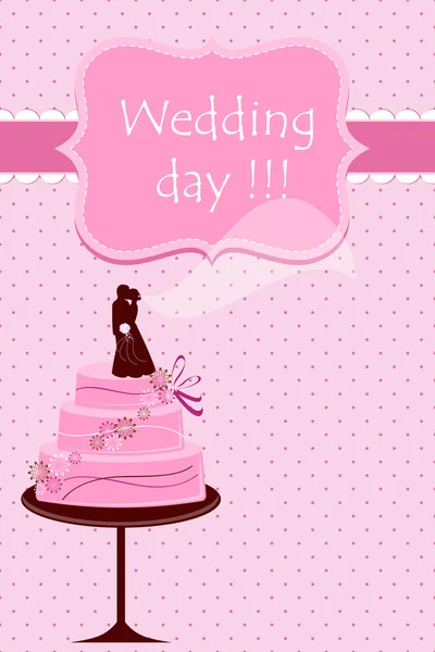 Carte de mariage avec gâteau — Image vectorielle